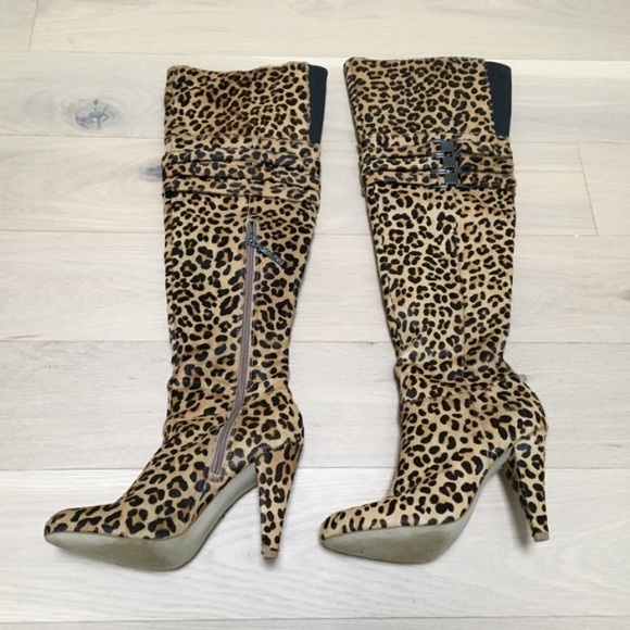 CALVIN KLEIN Authentic Pony Hair High Heel Boots - Picture 1 of 3